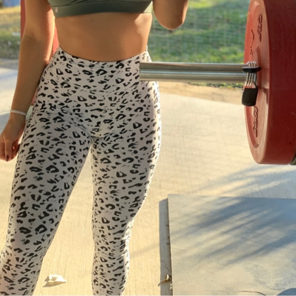 Ryderwear white leopard leggings